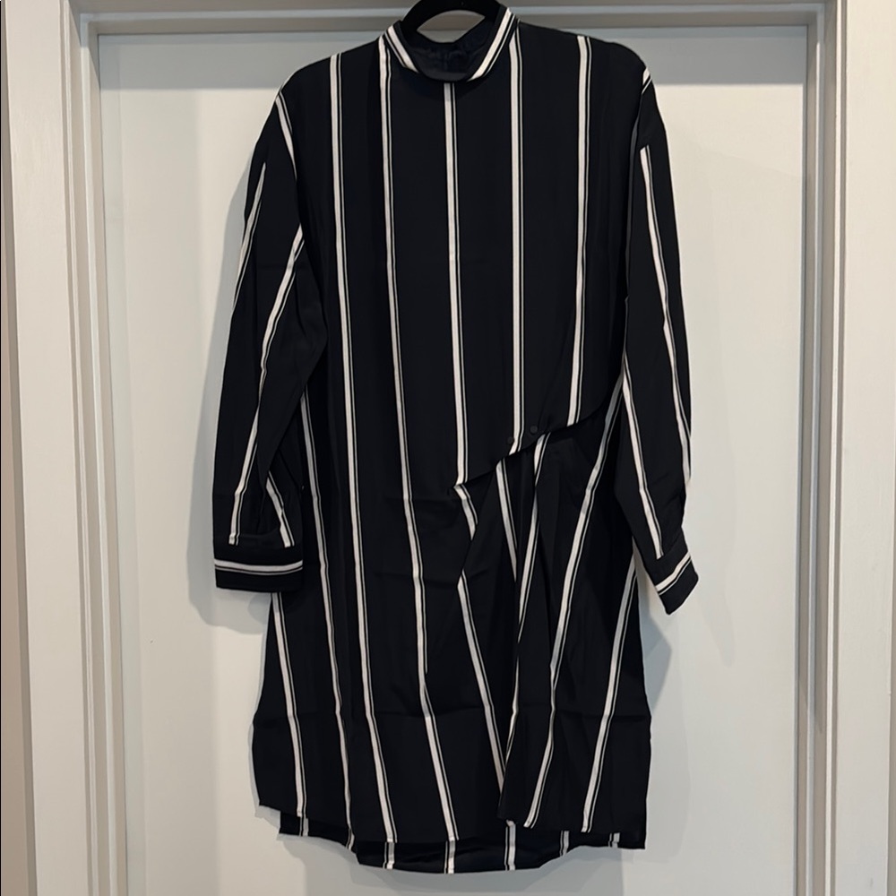 rag & bone Black and White Striped Long Sleeve Dress